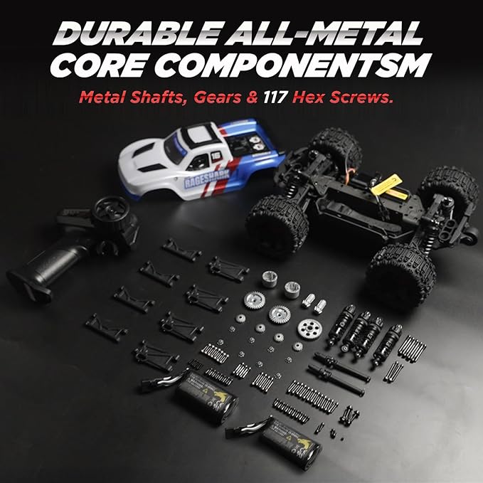 UDIRC Fast RC Cars for Adults Upgradable 56 MPH Heavy Duty RC Truck 4X4 Off Road All Terrain 2.4Ghz RTR 1:16 Remote Control Car Monster Truck with 2 Rechargeable Batteries for Beginners and Boys