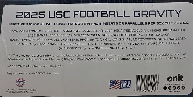 2025 Onit Gravity College Football Card Hobby Box (USC Trojans)