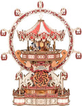 3D Puzzles for Adults Wooden 3D Puzzle Model Surprise Amusement Park Music Box Toys Building Kits DIY Wood Crafts Cool Toy Hobbies for Men Women Creative Assembly Gifts