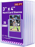 260pt 3x4 Hard Card Sleeves - 25Pcs Hard Plastic Top Loader Card Sleeves for Trading Cards Fit for Thick Baseball Basketball Hockey Football Games and Memorbilia Cards