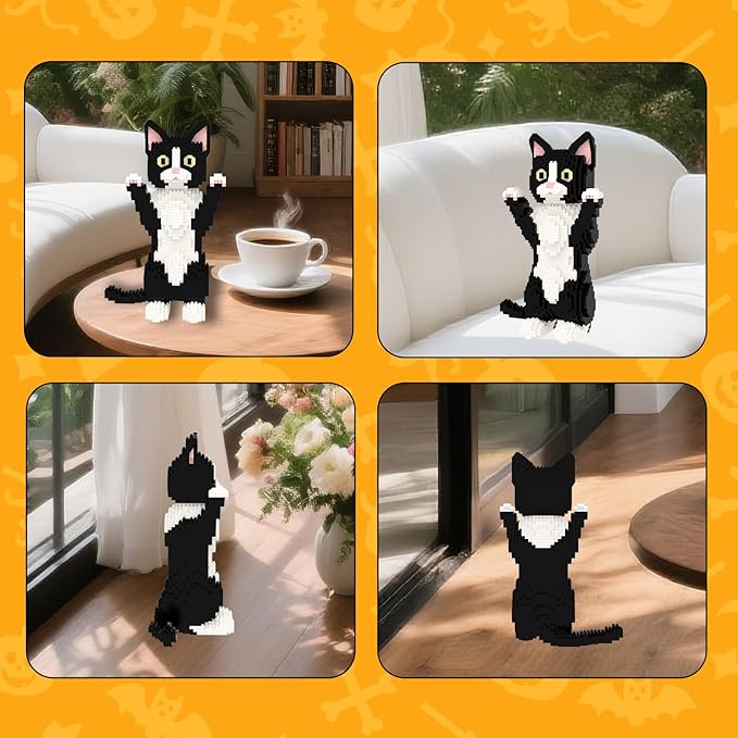 Larcele Micro Building Blocks Set DIY Mini Building Toy Bricks for Age Over 12 Years 1227 Pieces KLJM-05 (Devon Rex Cat)