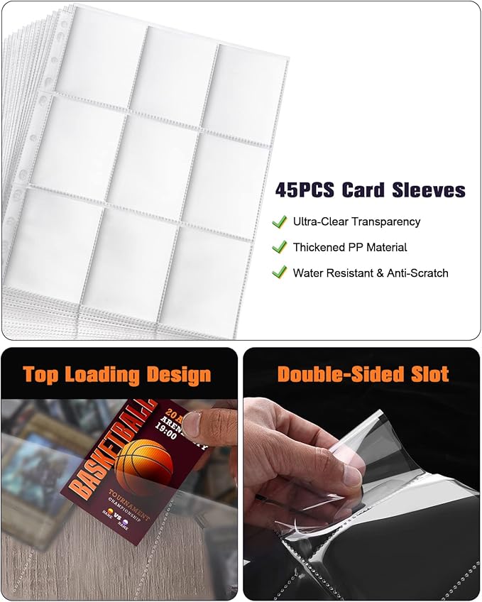 Basketball Card Binder2025-2026 Sports Trading Card with Sleeves Holder Album810 Pockets Basketball Card Holder Sheets Display Storage Protectors for Collectors Boys and Girls Gift