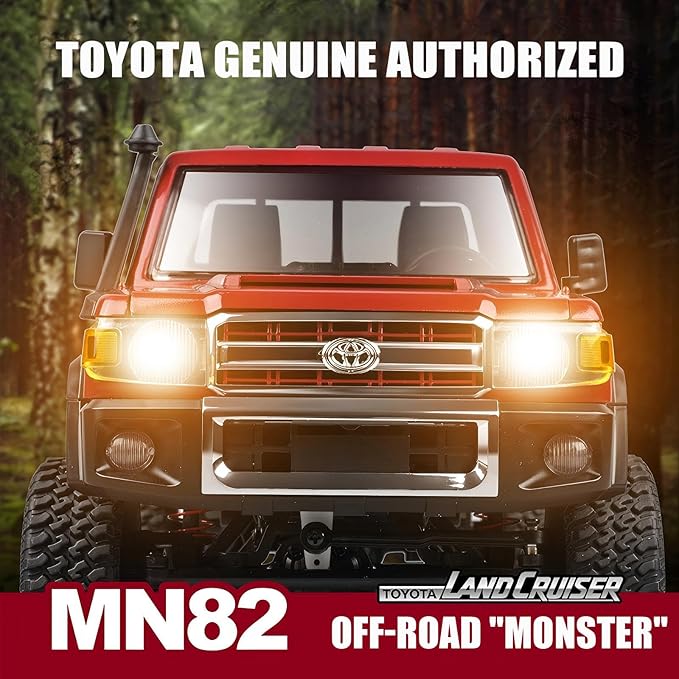 MN-82 1/12 Scale RC Rock Crawler Truck 4x4 Off-Road Remote Control Car with 2.4GHz Remote &amp Dual 1200mAh Batteries - Ideal Gift for Birthday/Christmas/Halloween (Ages 8+)