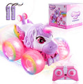 Remote Control Car Unicorn Monster Trucks for Girls 360° Rotating 4WD Stunt RC Cars with LED Lights and Music 2.4GHz Toy Various Terrain Pink RC Cars Birthday Gifts for Kids Girl Age 3-12 (LY-023)