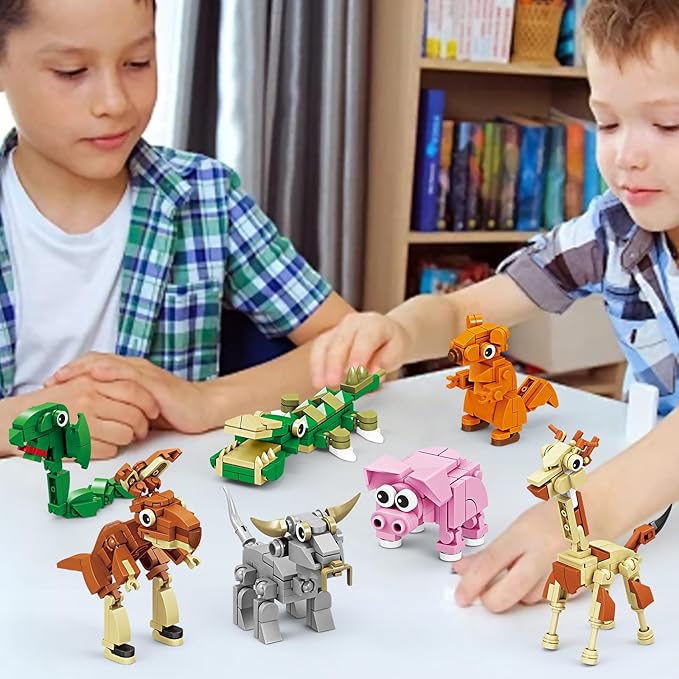 Lynda Animal Building Blocks Set for Kids DIY Construction Toys Educational Bricks for 8 Years Old