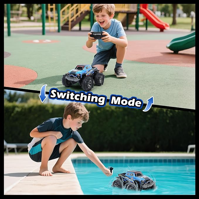 Waterproof Monster Truck Gesture RC Car 4WD Amphibious Hand Controlled Remote Control Toy for Kids All-Terrain Off-Road Vehicle for Boys Ages 6-7 8 9 10 11 12 Year Old Present