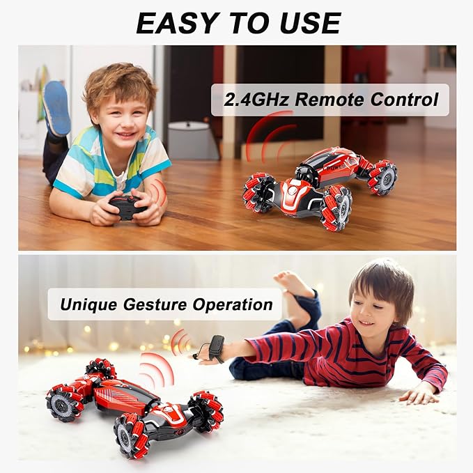 4WD Remote Control Gesture Sensor CarHand Controlled RC Stunt CarDouble-Sided Vehicle 360° Rotation with Light and Music RC Toy Cars for Aged 4-13 Boys and Girls Birthday