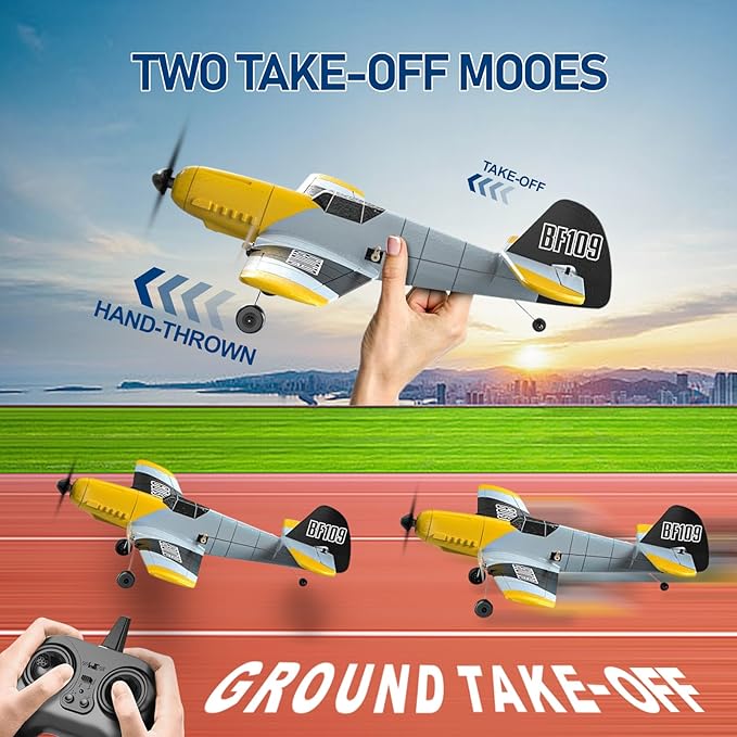 RC Plane 3 Channel Remote Control Airplane 6-axis Gyro Stabilizer BF-109 RTF RC Airplane with 2 Batteries Easy to Fly for Beginners Adults and Kids