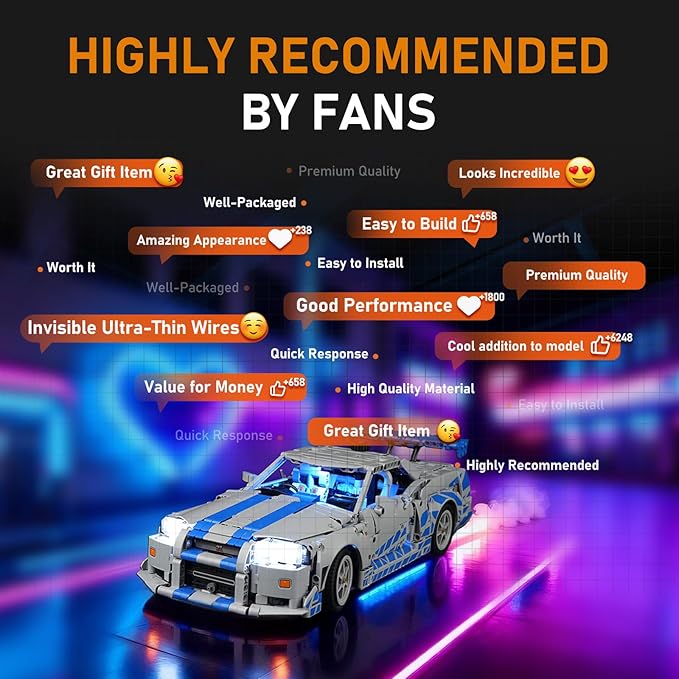 LIGHTAILING Led Light for Lego-42210 2-Fast-2 Furious Nissan Skyline GT-R (R34) Car - Valentine’s Day Edition - Easy Install Hidden Wiring Home Decor &amp Gift-Ready (Model Not Included)
