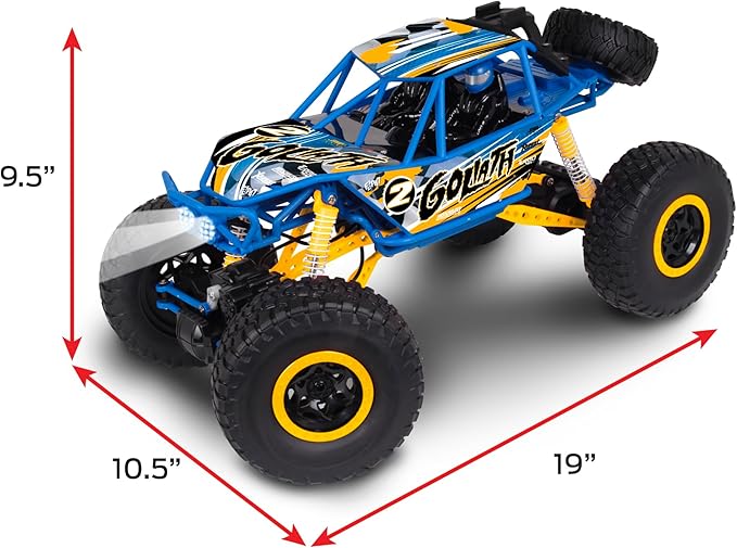 NKOK Mean Machines 1:10 2.4GHz RC 4x4 Xtreme RC Goliath Off-Road Truck RTR Designed for Rough Terrain Climbing Pistol Grip Full Function Controller Powerful Motor Action Camera Mount