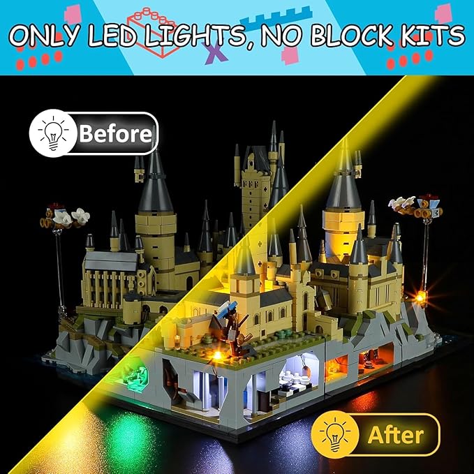 LED Light Kit for Lego 76419 Castle and Grounds Set Compatible with Lego 76419 Building Blocks Model(Not Include Blocks Set)