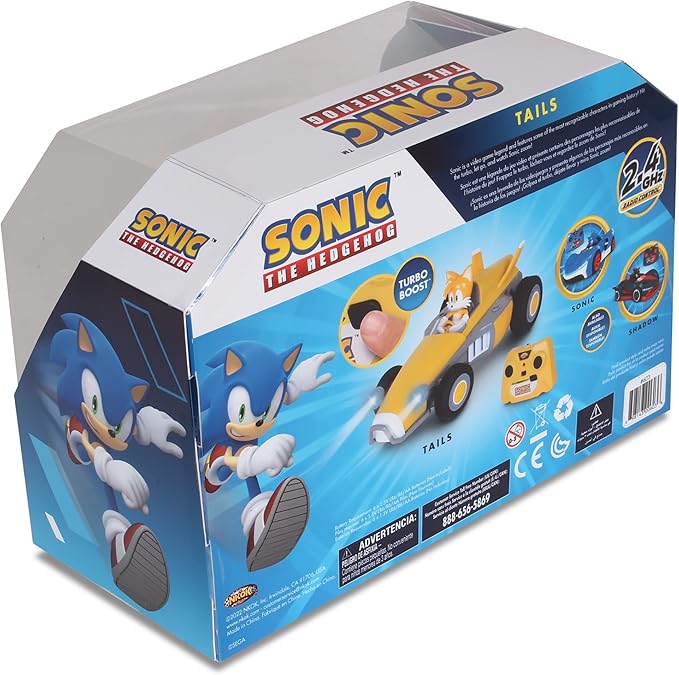 Sonic Racing RC: Tails The Fox - NKOK (603) 2.4GHz Remote Controlled Car with Turbo Boost Officially Licensed Sega Sonic The Hedgehog Battery Powered Ages 6+