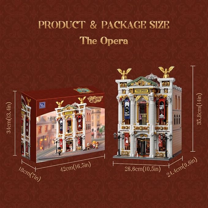 PANTASY Vintage European Grand Theater Building Set-Modular Model with Crystal Chandelier Transparent Dome&ampExpandable Street Scenes Retro Collectible Theater Architecture for Adults &ampHome Déc