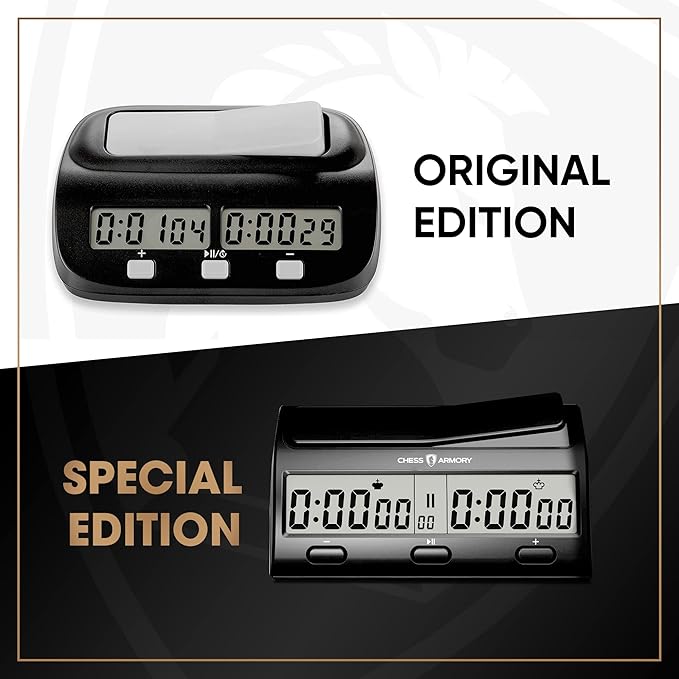Chess Armory Advanced Digital Chess Clock - Portable Timer with Tournament and Bonus Time Features