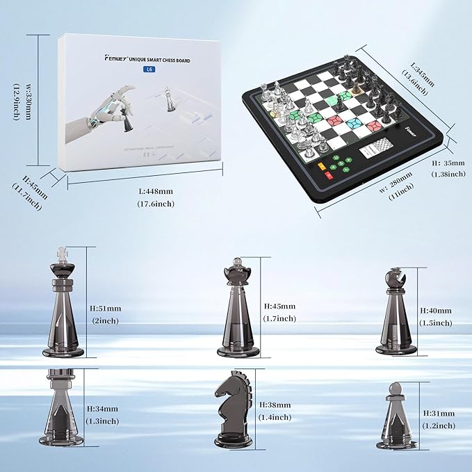 Electronic Chess Set Computer Chess Game Smart Chess Board Chess Set Board Game Electronic Chess Game LEDs Built-in Battery Great Partner for Play and Practice