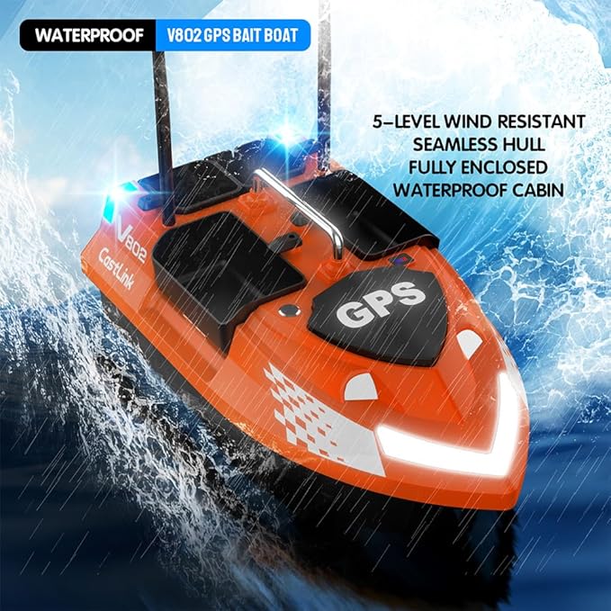 4 Boxes GPS RC Bait Boat for Fishing with 6.6lbs Load Capacity 18000mAh Battery &amp Dual Motor&ampAntena for 500M Long-Range Bait Deployment Fish Bait Boats with Stern Hook System for Fishing