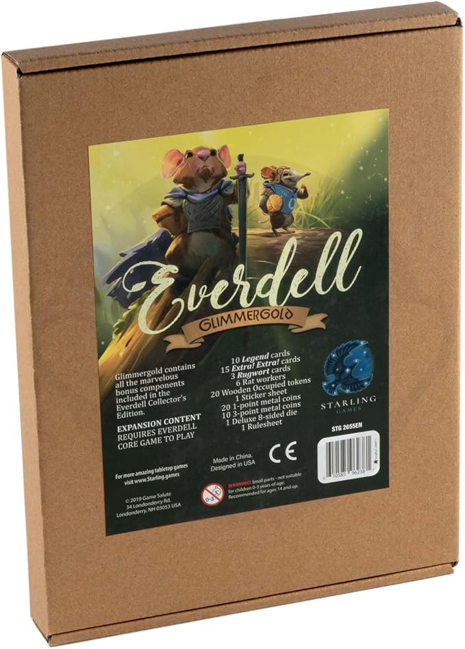 Everdell Glimmergold Upgrade Pack | Collectors Edition Components | Premium Metal Tokens Legendary Cards Rats &amp Deluxe D8 | Enhance Standard Edition