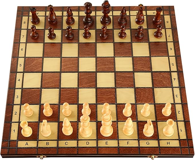 LargeDeluxe 17-Inch Wooden Chess Set - Perfect for Adults and Beginners Handcrafted Unique Folding Design Board Games