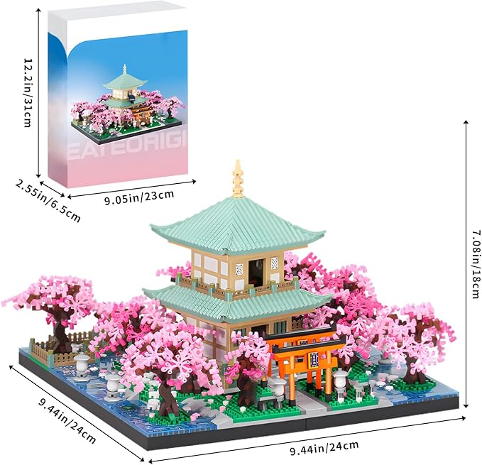 Cherry Blossom Micro Mini Building Block Sets Toy for AdultsJapanese Bonsai Tree House Architecture Gifts for Kids 14+（3809 Pieces）