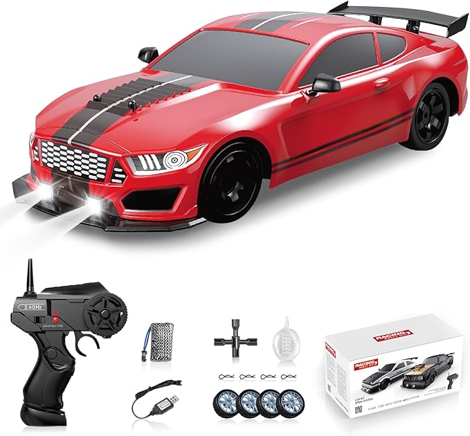 RC Drift Car Drifting RC Car 2.4GHz 1:16 RC Cars 4WD High Speed Remote Control Cars with LED Lights Rechargeable Battery Racing Sport Toy Vehicle for Adults Boys Kids