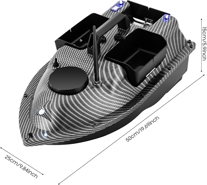 Bait Boat RC Fishing Bait Boat with GPS Positioning Auto-Return System with 16 Positioning Points 600M Range 4.4LBS Loading Capacity Dual 5200mAh Batteries and Carrying Bag for Fishing