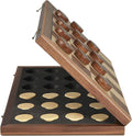 Walnut 15 Magnetic Checkers Board Game Set - Folding Wooden 8x8 Chessboard with 24 Interlocking Pieces Storage Slots - Family Strategy Game for Beginners &amp Kids Adults