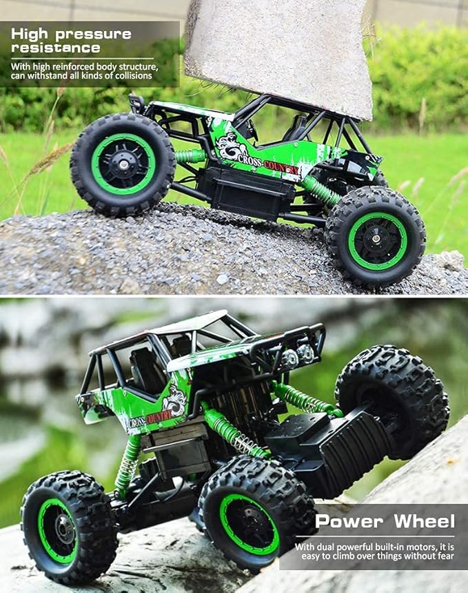 DOUBLE E 1:14 Scale Large Remote Control Car Monster Trucks with Head Lights 4WD Off-Road All Terrain RC Car Rechargeable Vehicle for Outdoor Play and Xmas Gifts