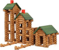 Wondertoys 328 Pcs Wooden Logs Set Ages 3+ Classic Building Log Toys for Kids Creative Construction Engineering Educational Gifts