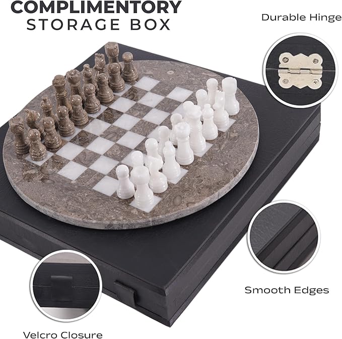 Marble Chess Set for Adults with Complementary Storage Box 15 Oceanic &amp White Handmade Board Game Classic Board Games for Adults Luxury Chess Set