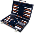Backgammon Set - Classic Board Game with Premium Leather Case - Portable Travel Strategy Backgammon Game Set for Adults Kids - Suitable as (11inch Navy)
