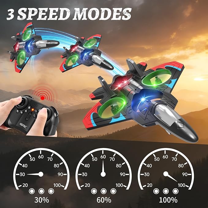 Foam Remote Control Airplanes RC Planes for Kids Adults RC Airplane Fighter Jet with Light 360° Flip Fighter Jet Toys Stunt Roll Airplane Toy Gifts for Kids Boys