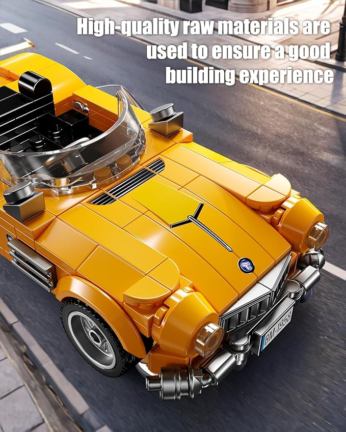 Sports Cars Building Blocks Set with Display Case Retro Race Car Building Toys Collectible Model Cars for Home Decor Christmas Birthday Gift for Adults and Kids Boys 8-12(313Pcs)
