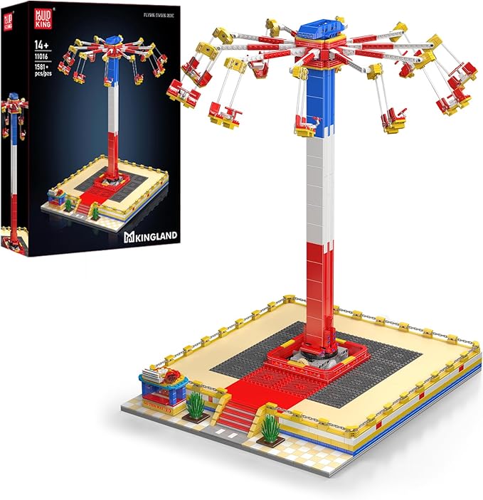 Mould King Flying Swing Ride Building Set Rotating Flying Chair Amusement Park Model Kit City Construction Building Blocks Set Home Decoration Gift for Teens Adults(1581 Pcs)