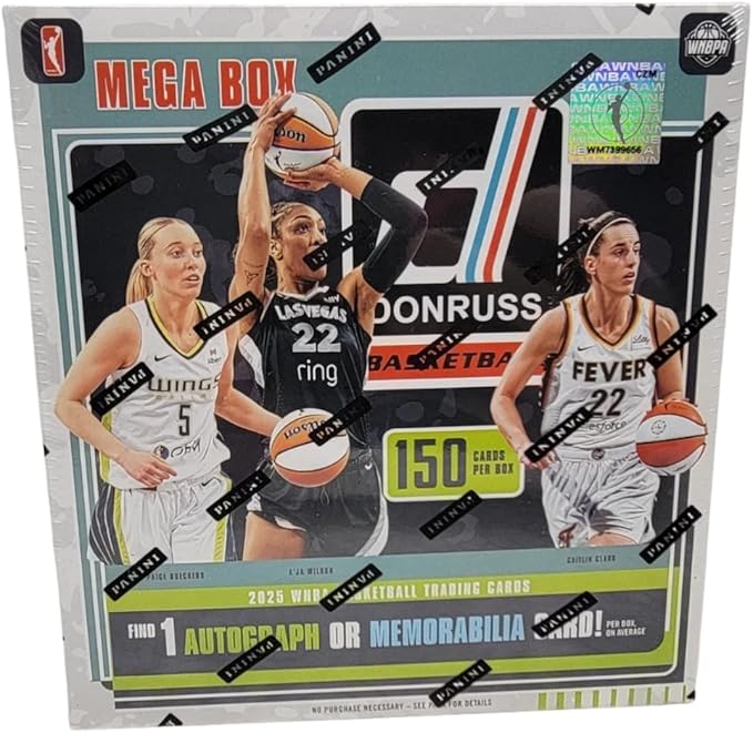 2025 Donruss Women's Basketball WNBA Mega Box with 150 Total Trading Cards + 6 Toploaders + Magnetic Holder and StreetCards Magnet! Look for Caitlin Clark!