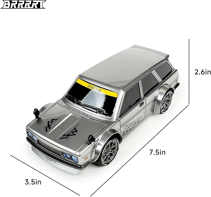 BRRRRT 4WD High Speed RC Drift Car1:24 Remote Control Car20KM/H Mini RC Drift Car with LED LightsAdjustable High Speed/Low Speed Drift CarExtra Drifting TiresBirthday Gifts for Kids Gift 6+