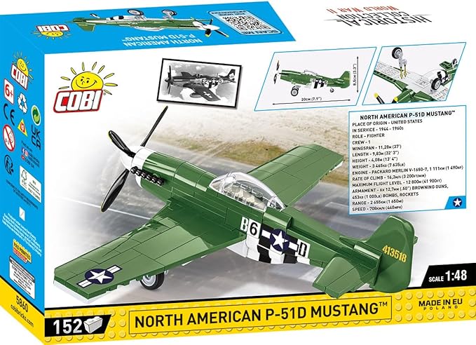 COBI Historical Collection North American P-51D Mustang Aircraft Building Set 150 Pieces