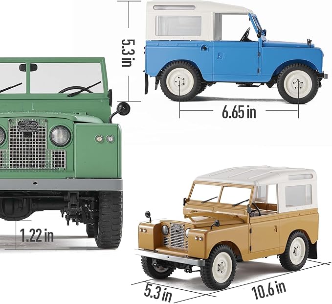 WOWRC FMS 1/12 Land Rover Series II RC CarRC Crawler Pickups &amp Vans &amp Convertibles 3 in 1 with 2 Speed Transmission4-Wheel DriveLED LightsRC Model for AdultsGreen