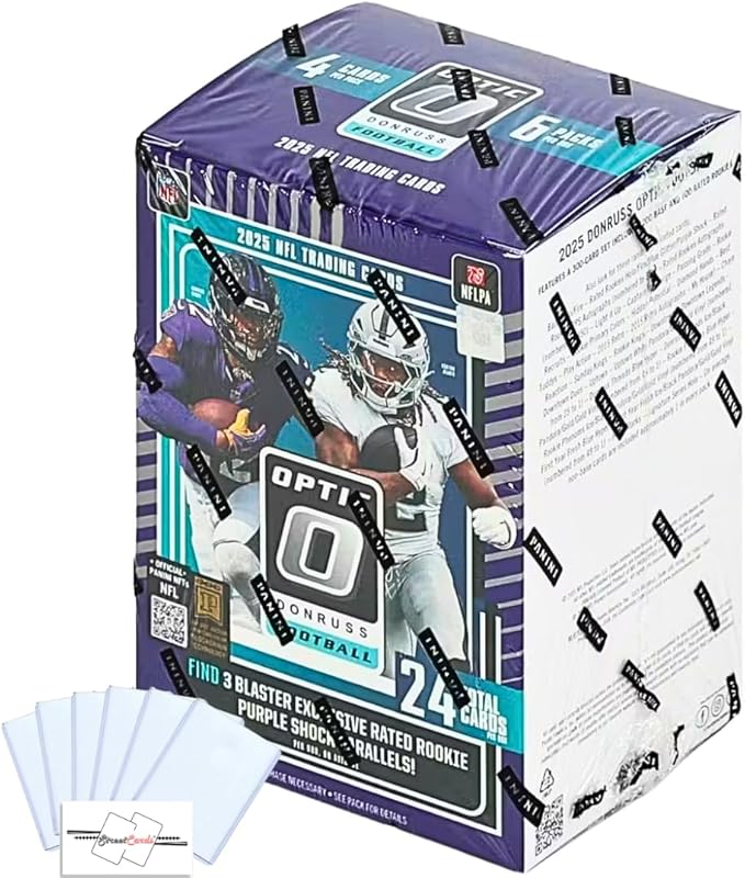 2025 Donruss Optic Football NFL Blaster Box with 24 Trading Cards + 6 Toploaders and StreetCards Magnet! Look for Downtown!