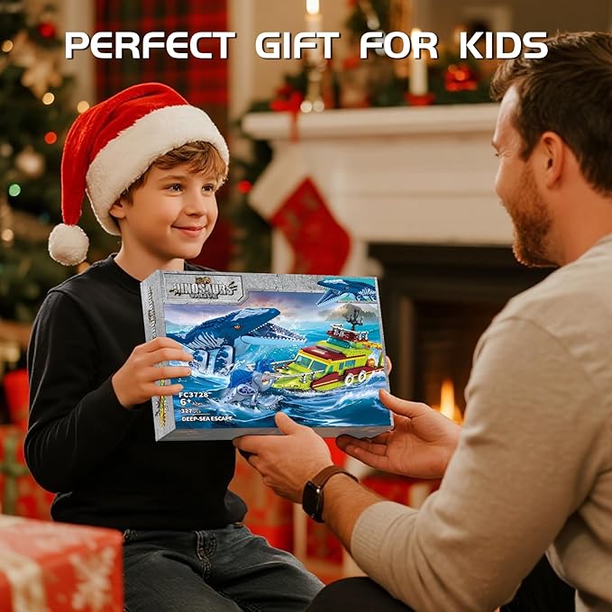 3 in 1 Sea Dinosaur Building Blocks Kit Set Compatible with Lego Dinosaur World Park Spinosaurus Mosasaurus Discovery Crossing Ocean World Building Set Boat STEM Toys Gift Kids Adults Boys Age 8-12