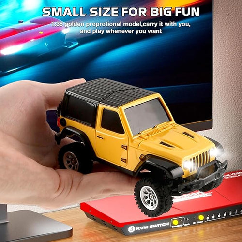 1:36 Mini RC Crawler JIABAILE 3601 4WD Off-Road RC Car with 2.4G Remote Battery &amp Lights RTR for Adults Hobby Gifts Toys (Yellow)