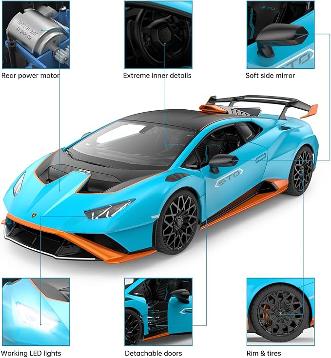 RASTAR Lamborghini RC Car 1/14 Lamborghini Huracán STO Model Car 2.4Ghz Blue Remote Control Toy Car for Boys
