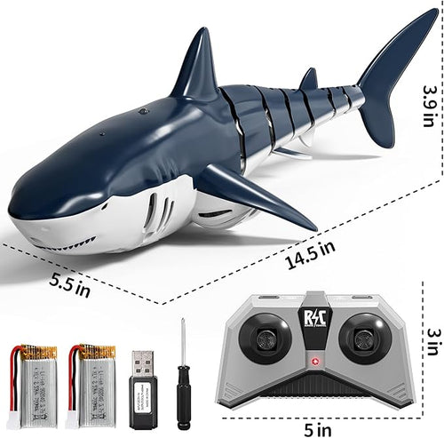 2.4GHz Remote Control Shark Toys for Boys1:18 Scale High Simulation Shark Toys with Light &amp Spray RC Sharks for Pools &amp Lakes Toy Shark Boat Gift for 4 5 6 7 8 9 Year Old Kids Boys Girls