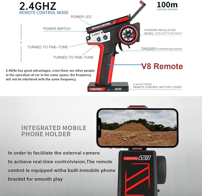 WLtoys 284010 1/28 Mini 4WD RC Drift Car 30km/h with 3 Upgraded 500mAh Batteries 2.4GHz V8 Remote &amp LED Lights for Adults