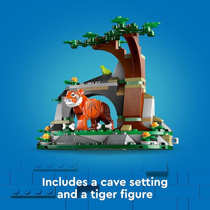 LEGO City Jungle Explorer Off-Road Truck Jungle Toy Building Set for Kids Aged 6 and Up Fun Birthday Gift Idea Off-Road Truck Vehicle 3 Adventurer Minifigures Tiger Figure and Car Toy 60426