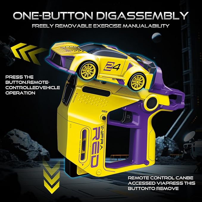Remote Control Car with Shooting Game 3 IN 1 Parent-Child Drift RC Car 2.4G Stunt Toys with Infrared Gun Christmas Birthday Gifts for 3 4 5 6 7 8 9 10 Year Old Kids Boys Girls Age 4-7 8-12 (Yellow)