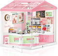 LED Building Blocks for Adults 1:24 DIY Miniature Dollhouse Kits with Roof &amp Dustproof Cover Tiny House Toy Building Sets for Kids Ages 8-12-15 Birthday Hobbies Gift for Men Women Boy Girl