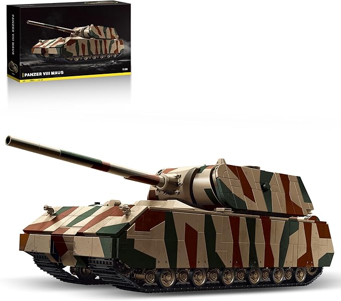 WW2 Panzer VIII Maus Tank Building Sets for Adults Army Military Vehicles Collectible Model for Home Decor (Camouflage)