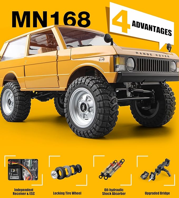 MN-168 1/12 RC Crawler Ranger Rover 1970 RC Truck 4x4 Off Road Car 2.4GHz RC Rock Climber Vehicles with 7.4V 1200mAh Battery RTR for Adults (Blue)