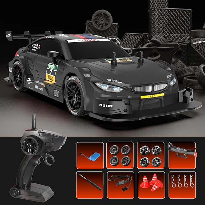 GoolRC RC Drift Car 1:16 Scale 4WD 40KM/H High Speed RC Racing Car 2.4GHz Electric Sport Drifting with Headlight Drifting &amp Racing Tires for Adults (Black)