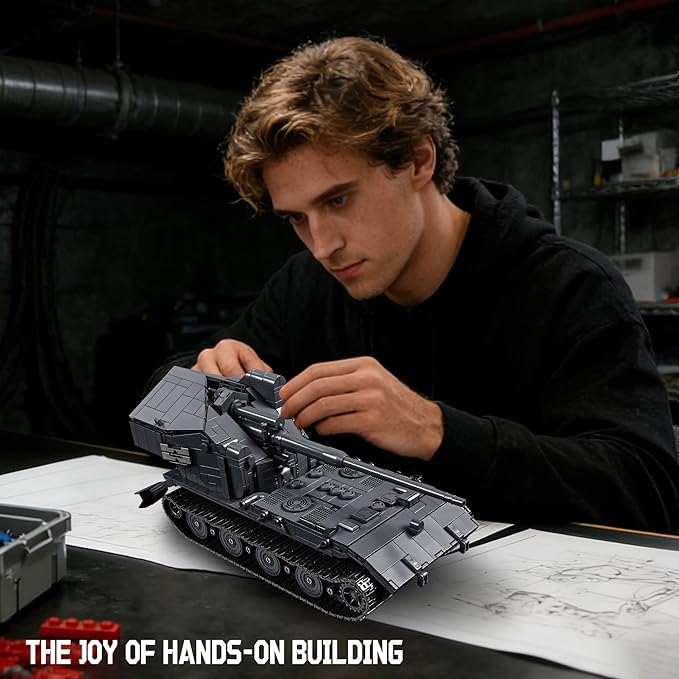 WW2 WT Auf E100 Heavy Tank Destroyer Building Sets Army Military Vehicles Collectible Model for Adults Enthusiasts 2036PCS